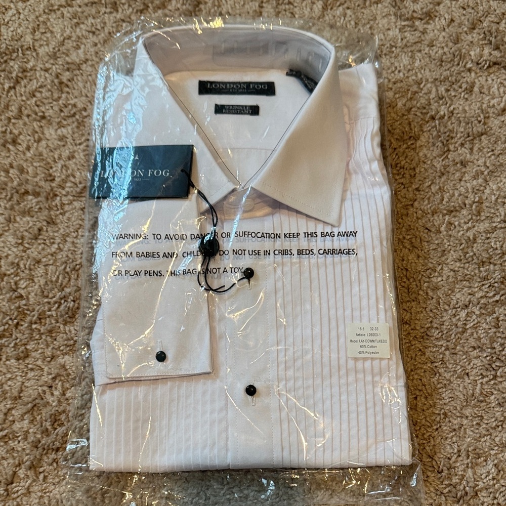 London Fog Men's Classic White Dress Shirt
